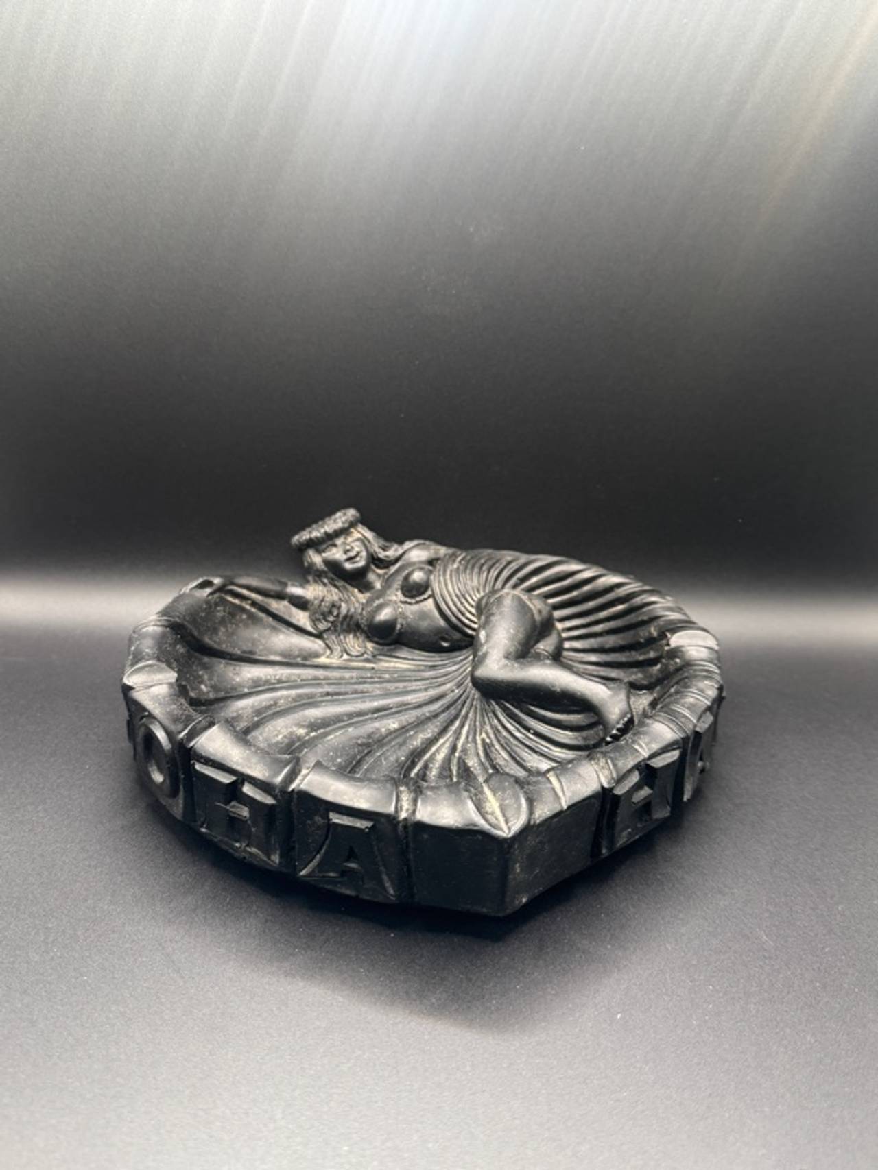 Coco Joe's Vintage Tiki Ashtray Hula Girl Black Lava