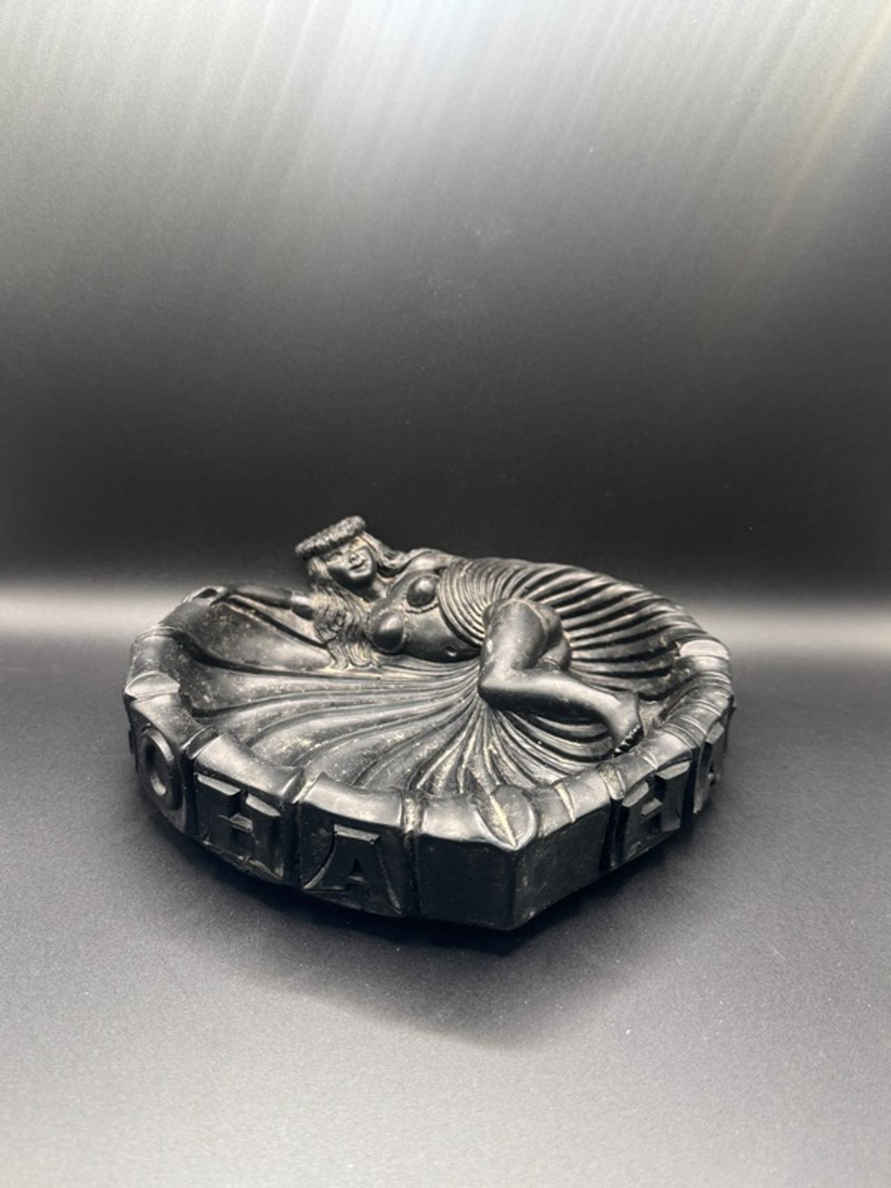 Coco Joe's Vintage Tiki Ashtray Hula Girl Black Lava