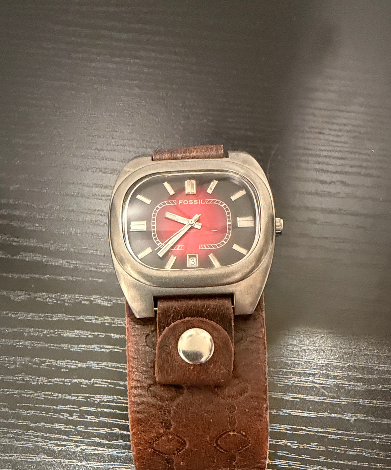 Fossil Vintage Red Dial Cuff Watch