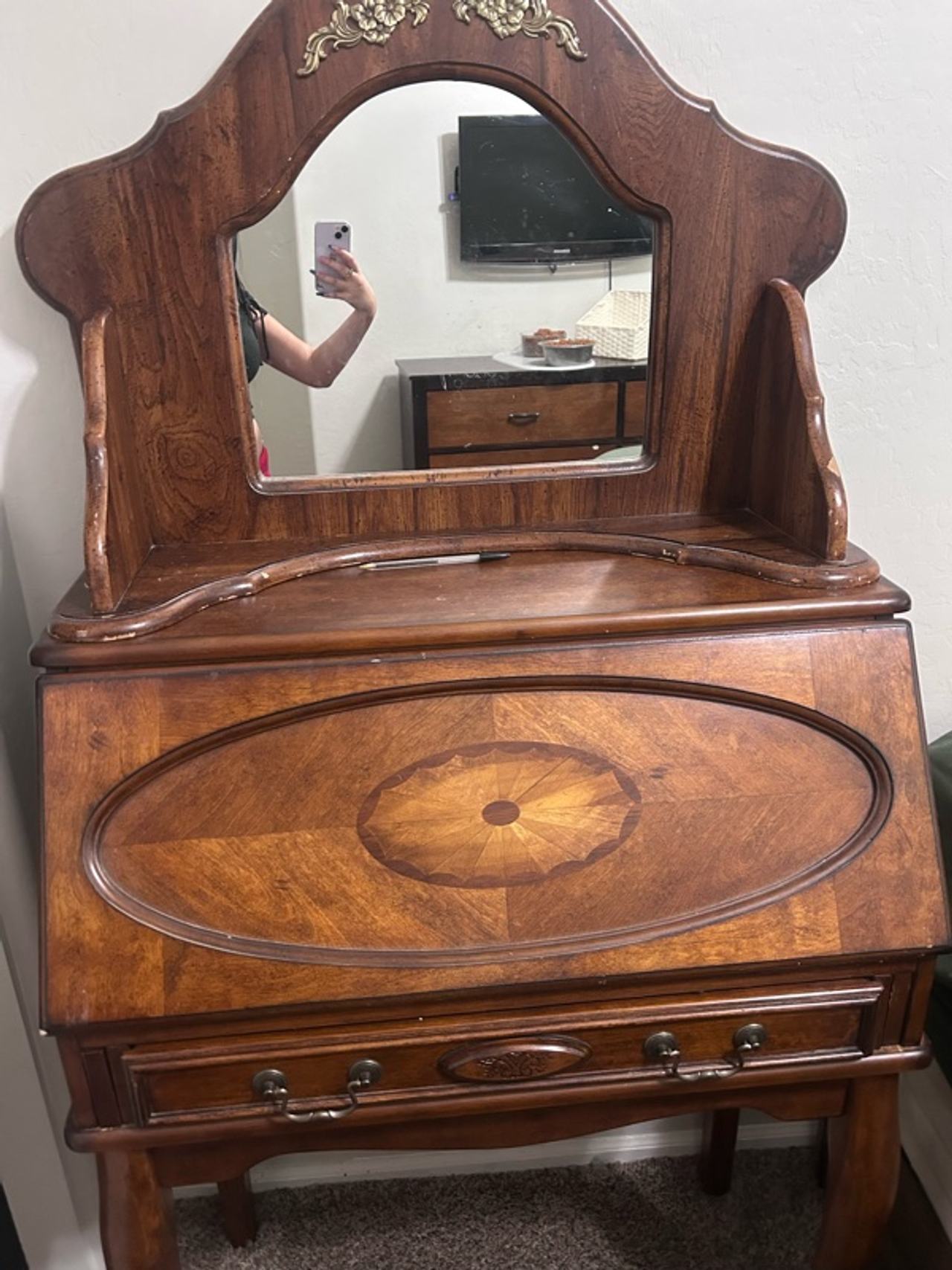 Antique Wood Secretary Desk or Vanity