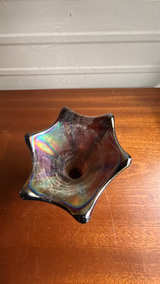 Fenton Iridescent Ribbed Blue Carnival Swung Vase - Image 5