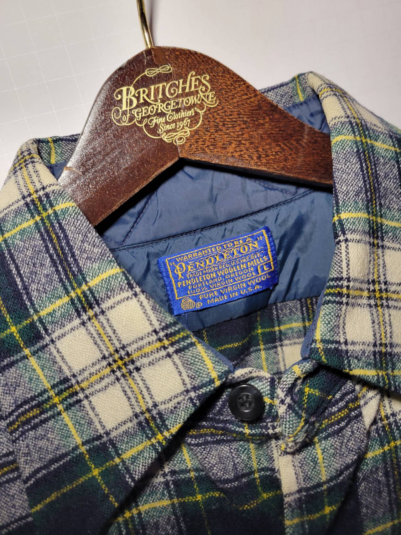 **Vintage 60's 100% Virgin Wool Pendleton Plaid Flannel Shirt