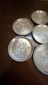 Vintage Embossed Aluminum Coasters Set of 7 - Image 7