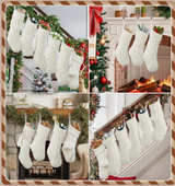 STEO SPCE 6 Pack Vintage Knit Christmas Stockings – White Beige Apricot Rustic - Image 6