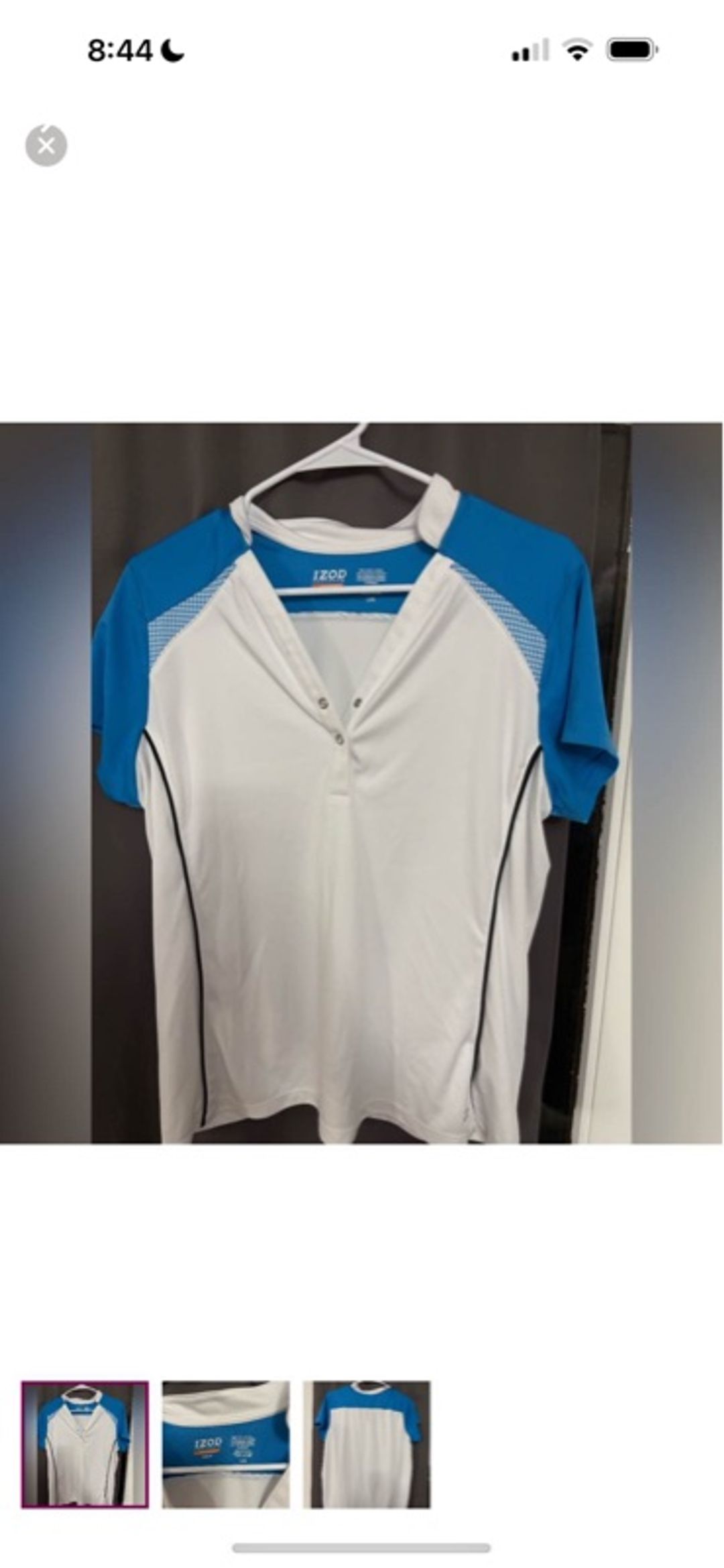 IZOD XFG Cool-FX Women's Golf Polo Shirt White and Blue