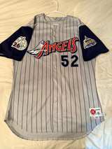 Rawlings Anaheim Angels Grey Pinstripe Vintage Baseball Jersey - Image 1