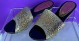 Gold Rhinestone Platform Slide Sandals - Image 3