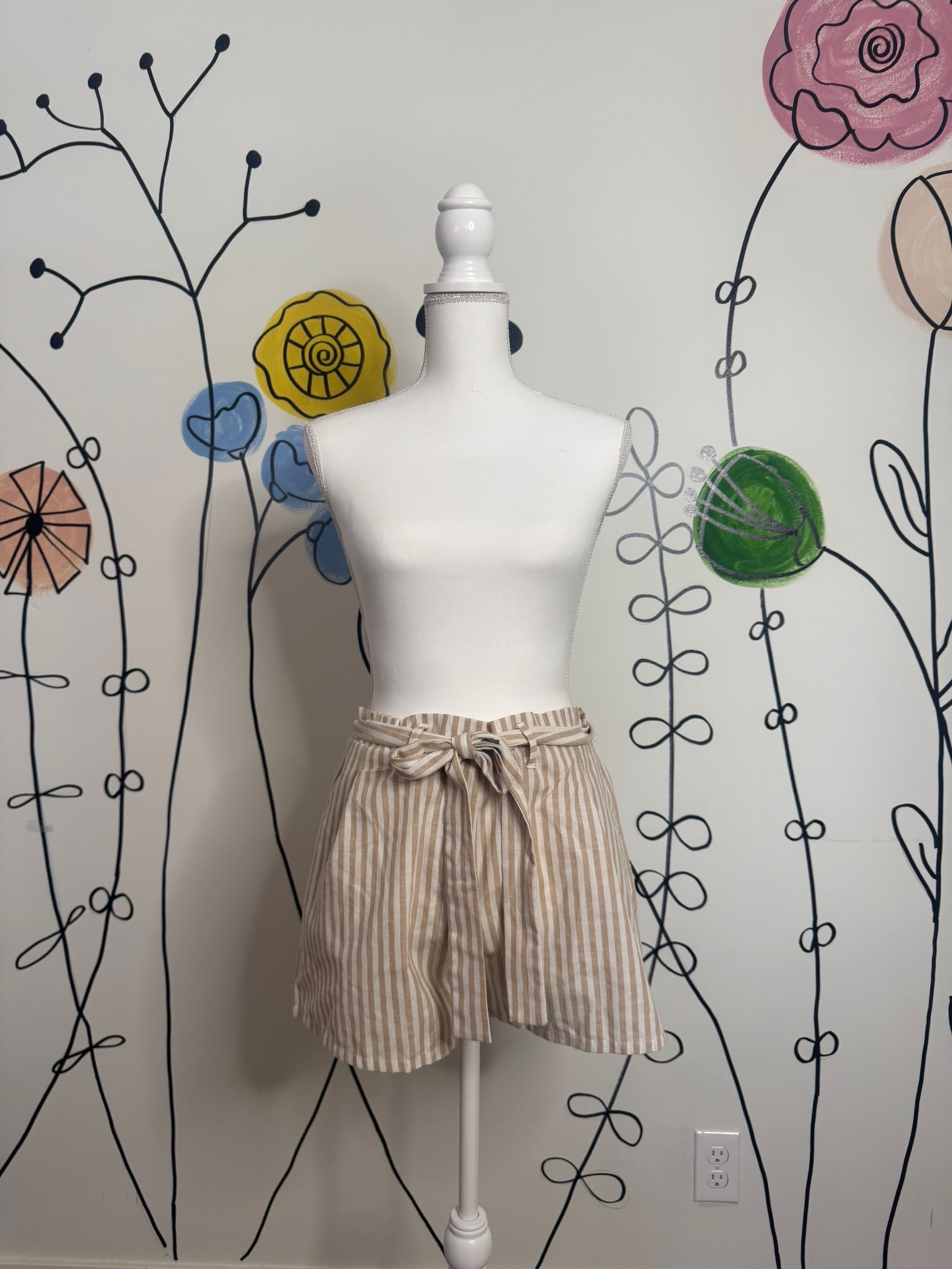 Striped Paperbag Waist Shorts