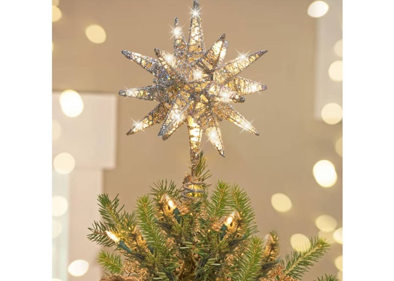 LUXSPIRE Christmas Tree Topper 3D Starburst Lighted Tree Topper Plugin No Remote