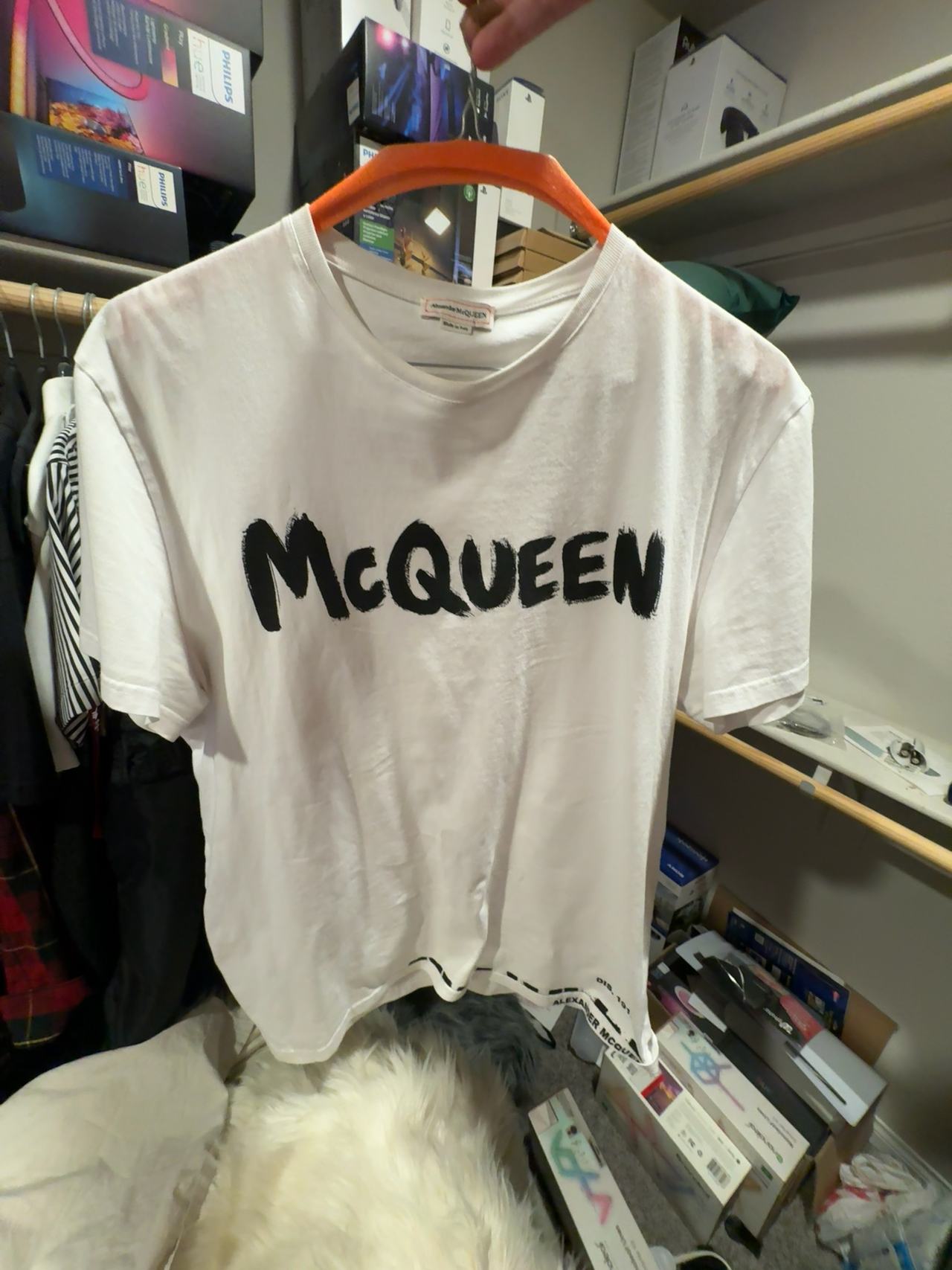 Alexander McQueen White & Black Logo T-Shirt