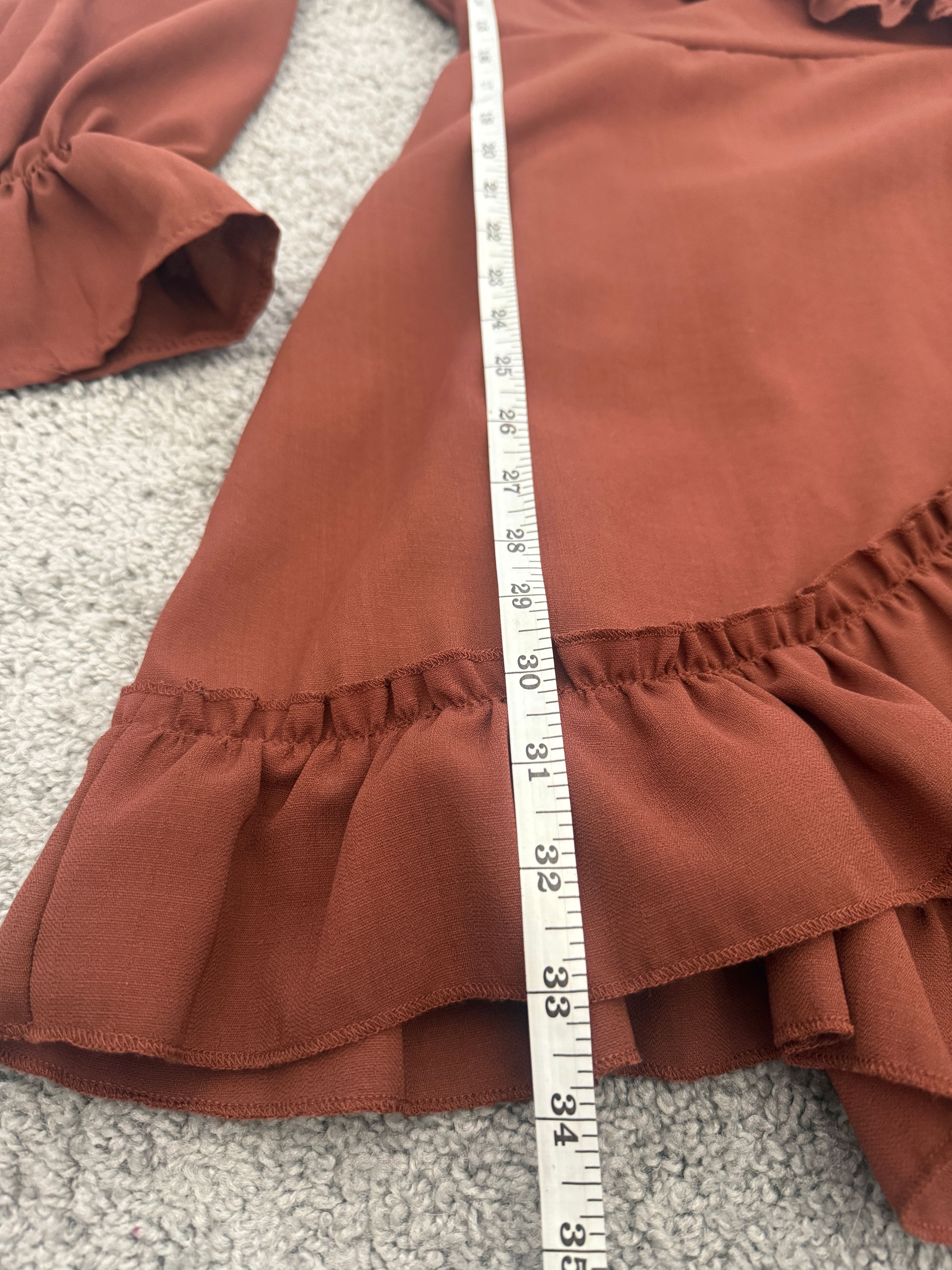 Zaful Women's Lantern Sleeve Ruffle Dress – Terracotta Size Large - Image 7