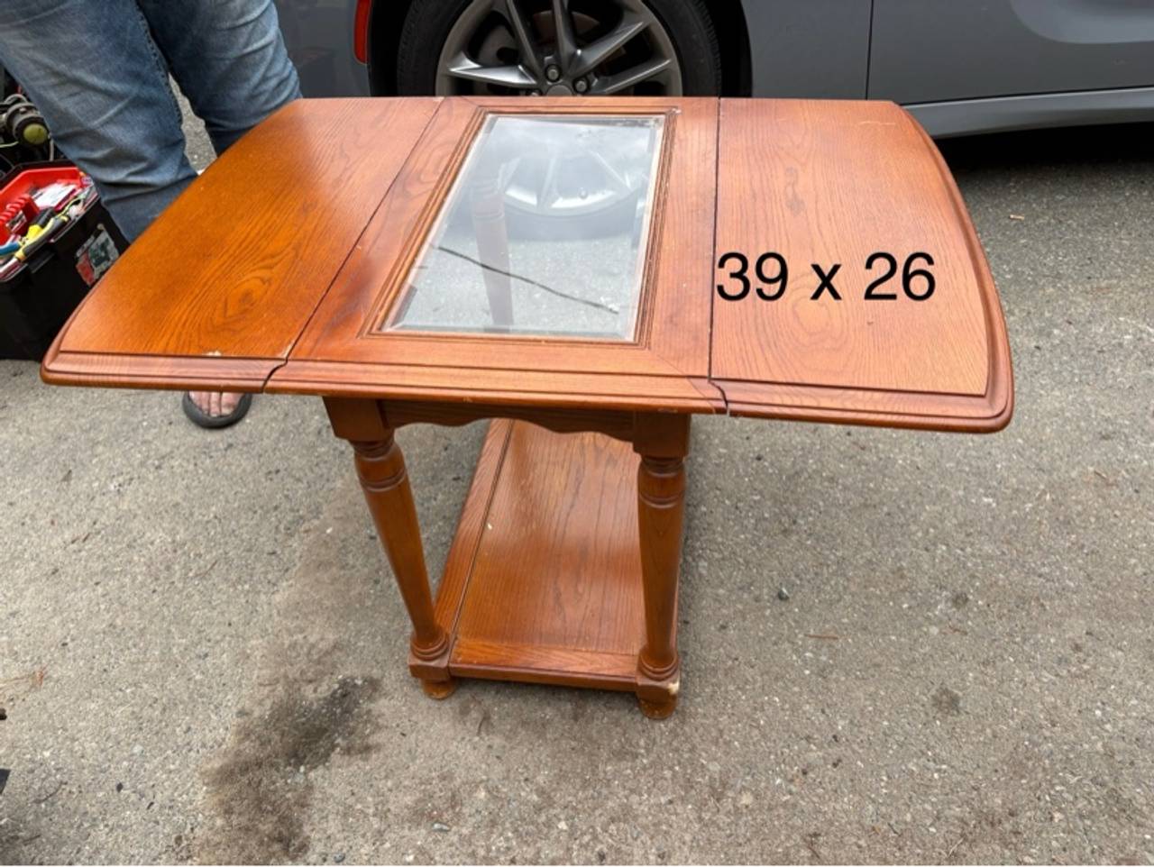 Vintage Oak Drop Leaf Side Table
