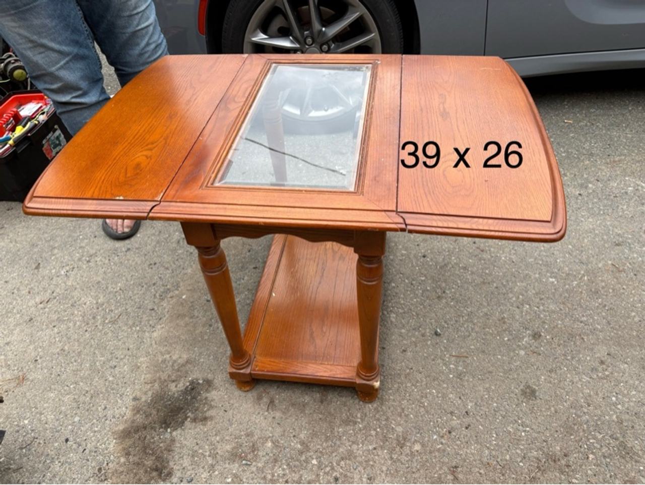 Vintage Oak Drop Leaf Side Table