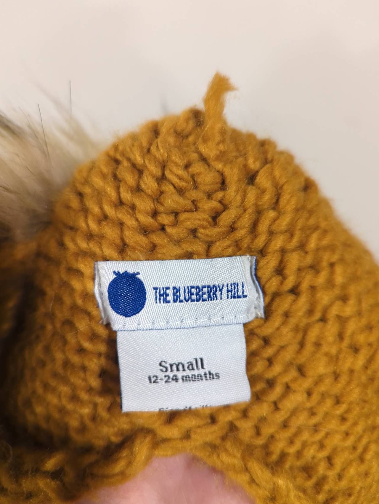 Knit Baby Bonnet with Faux Fur Pom Pom