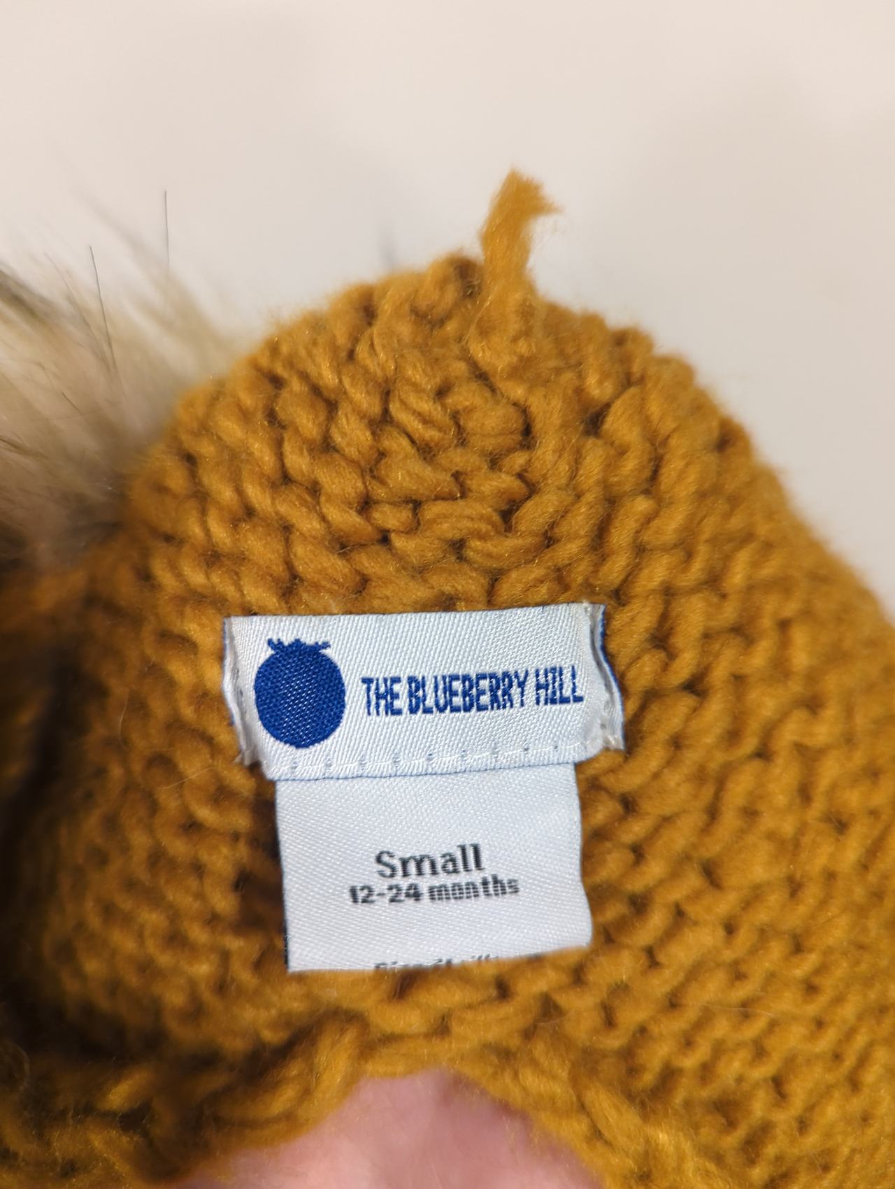 Knit Baby Bonnet with Faux Fur Pom Pom