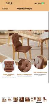 Tufted Wingback Faux Leather Dining Chairs (Set of 2) - Image 5