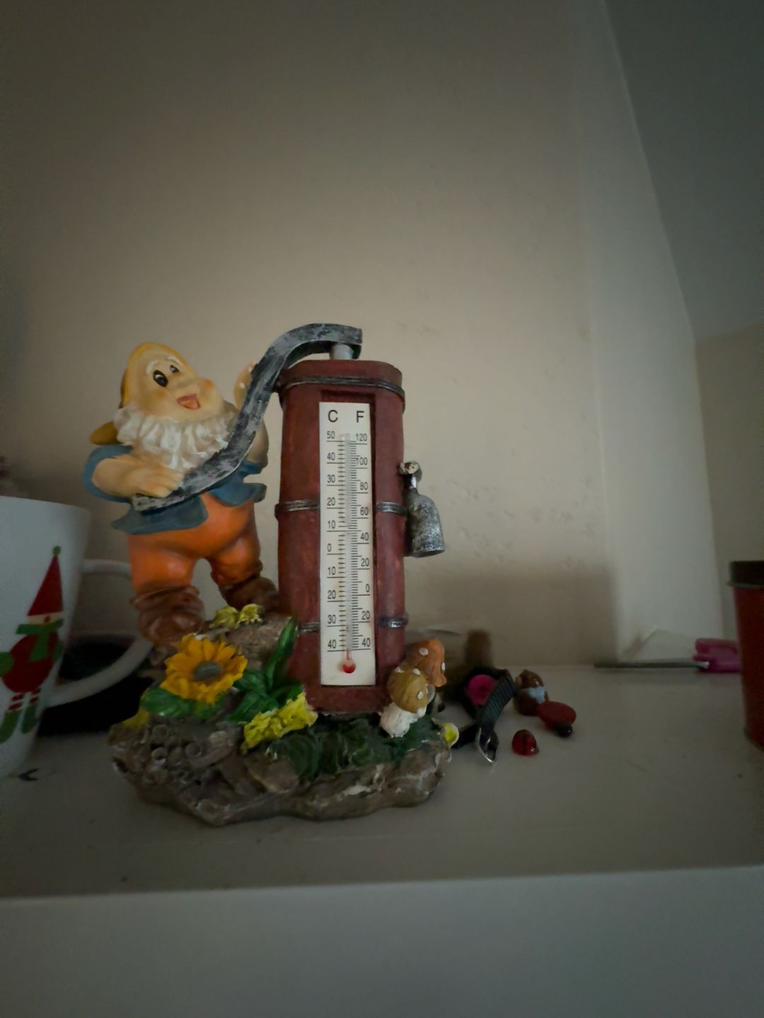 FORUP Garden Gnome Rain Gauge – Green Resin Statue