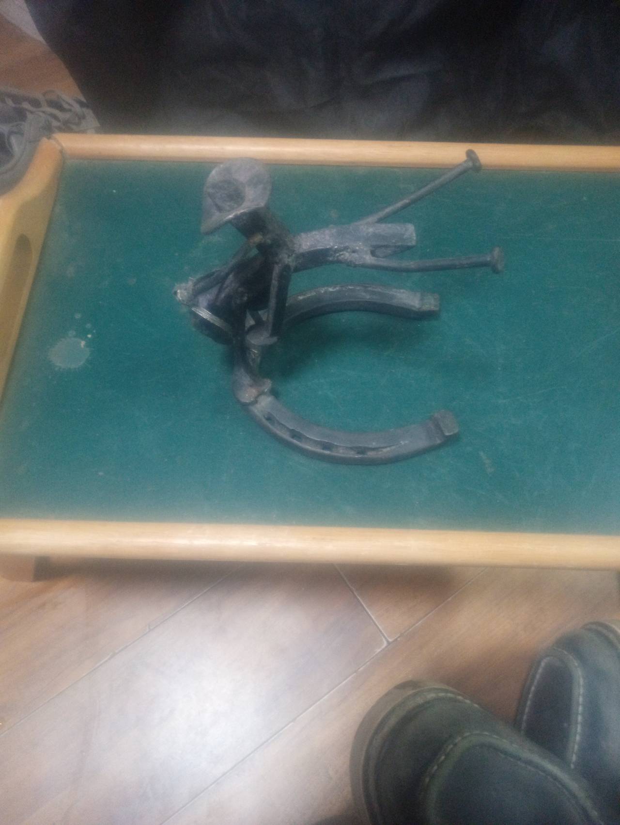 Handmade Horseshoe Cowboy Sculpture