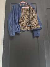 Black Rivet Navy Blue Faux Leather Moto Jacket - Image 3