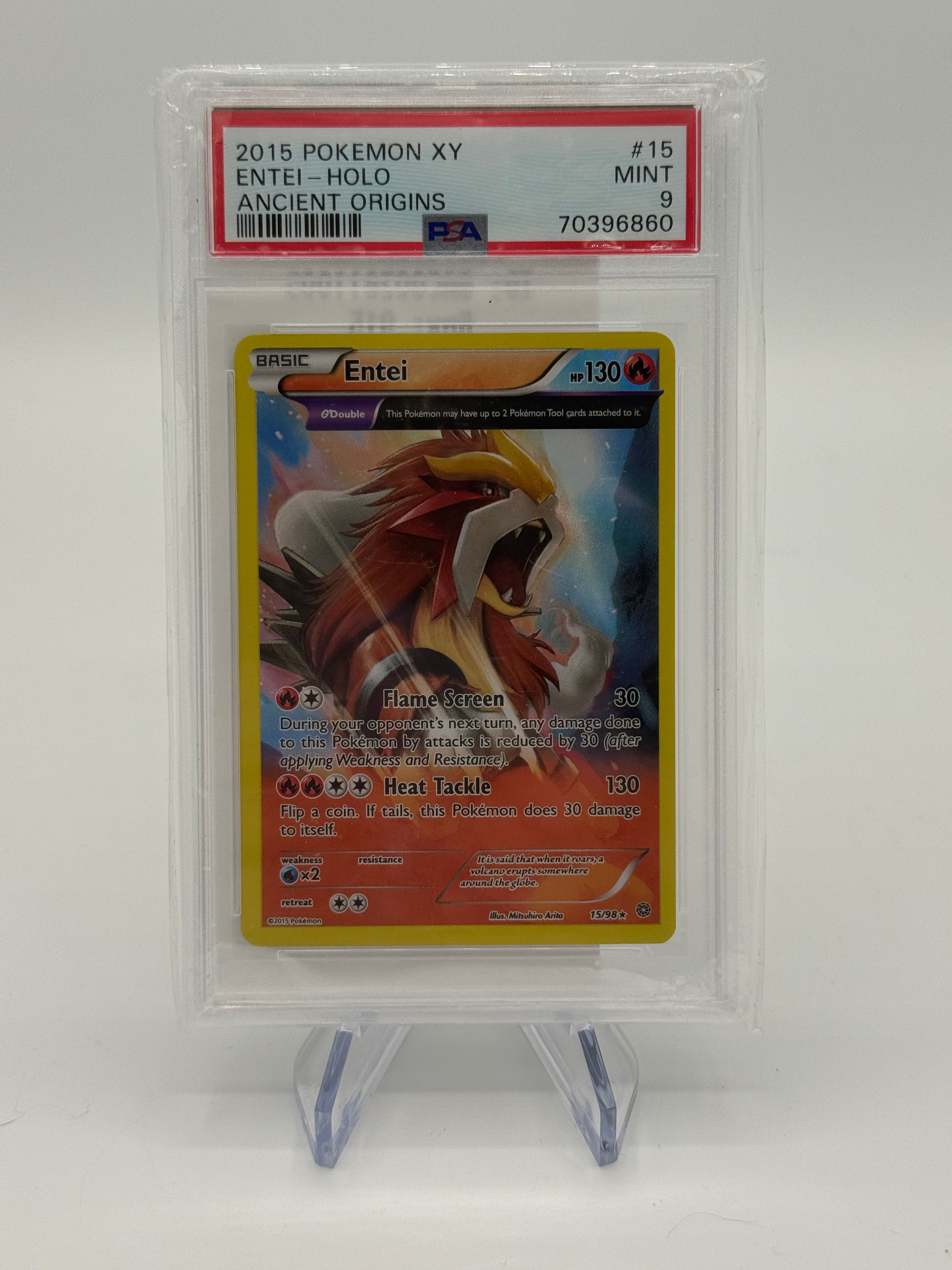 2015 Pokemon XY Ancient Origins Entei Holo #15 PSA 9