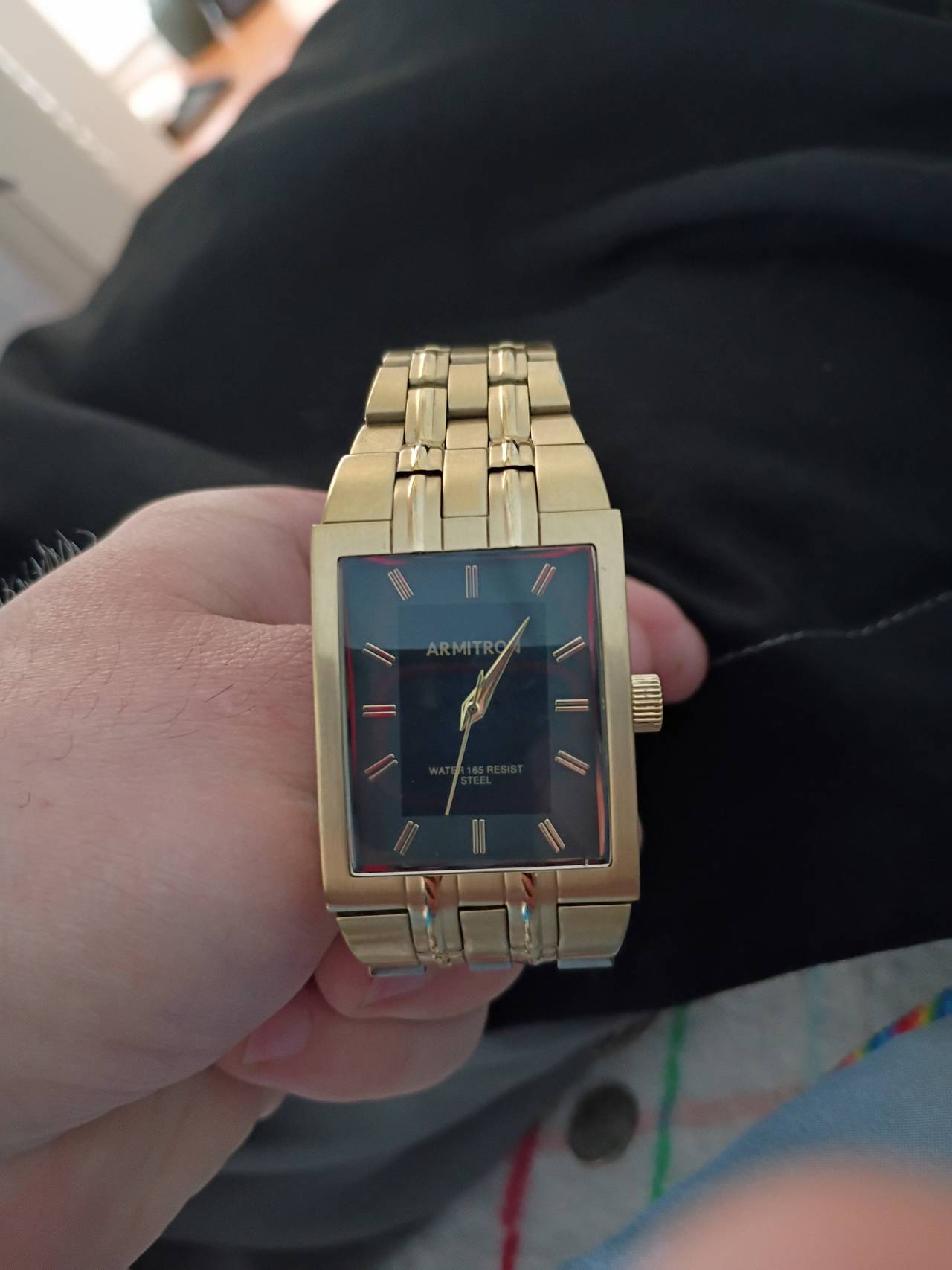 Armitron Men's Rectangular Gold-Tone Bracelet Watch