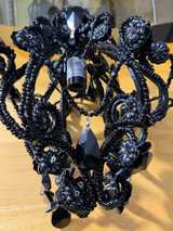 Black Beaded Chandelier Hanging Lamp Gothic Vintage Style Crystal Accent Light - Image 5