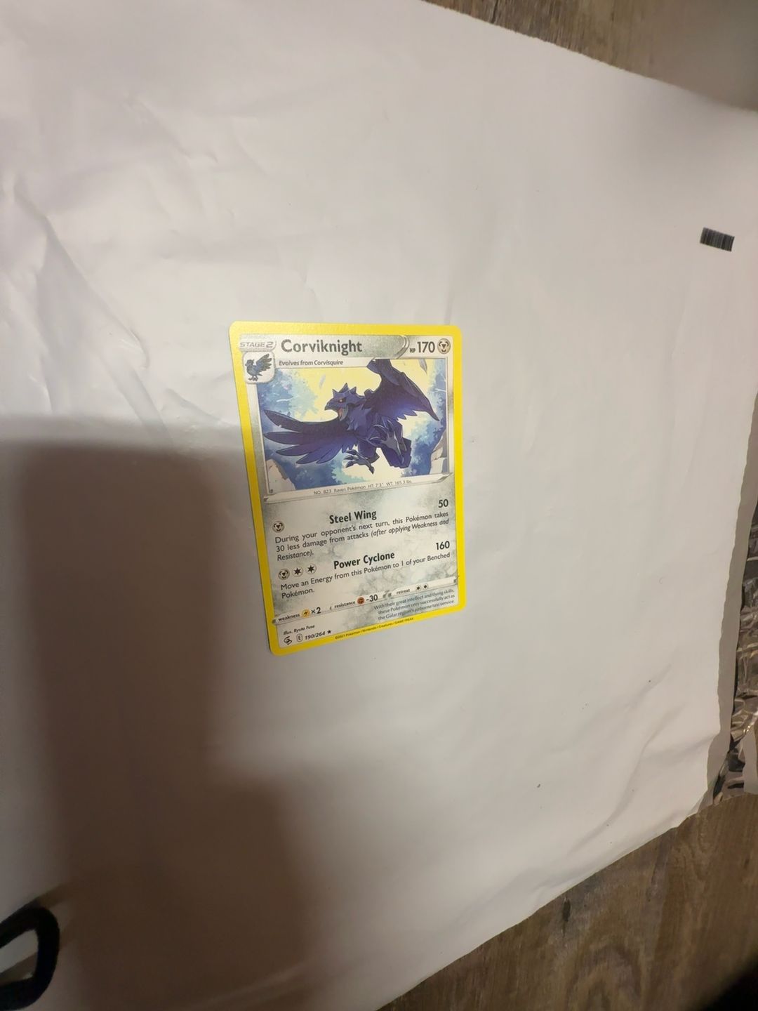 Pokemon Corviknight Fusion Strike Rare Card