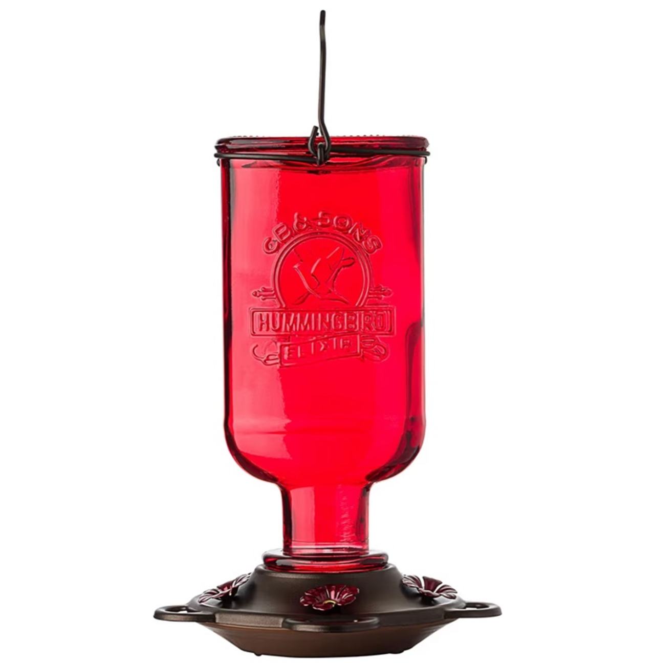 More Birds Elixir Hummingbird Feeder, Vintage Glass Medicine Bottle Hummingbird
