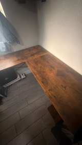 Rustic L-Shaped Computer Desk with Rolling Cabinet - Image 2