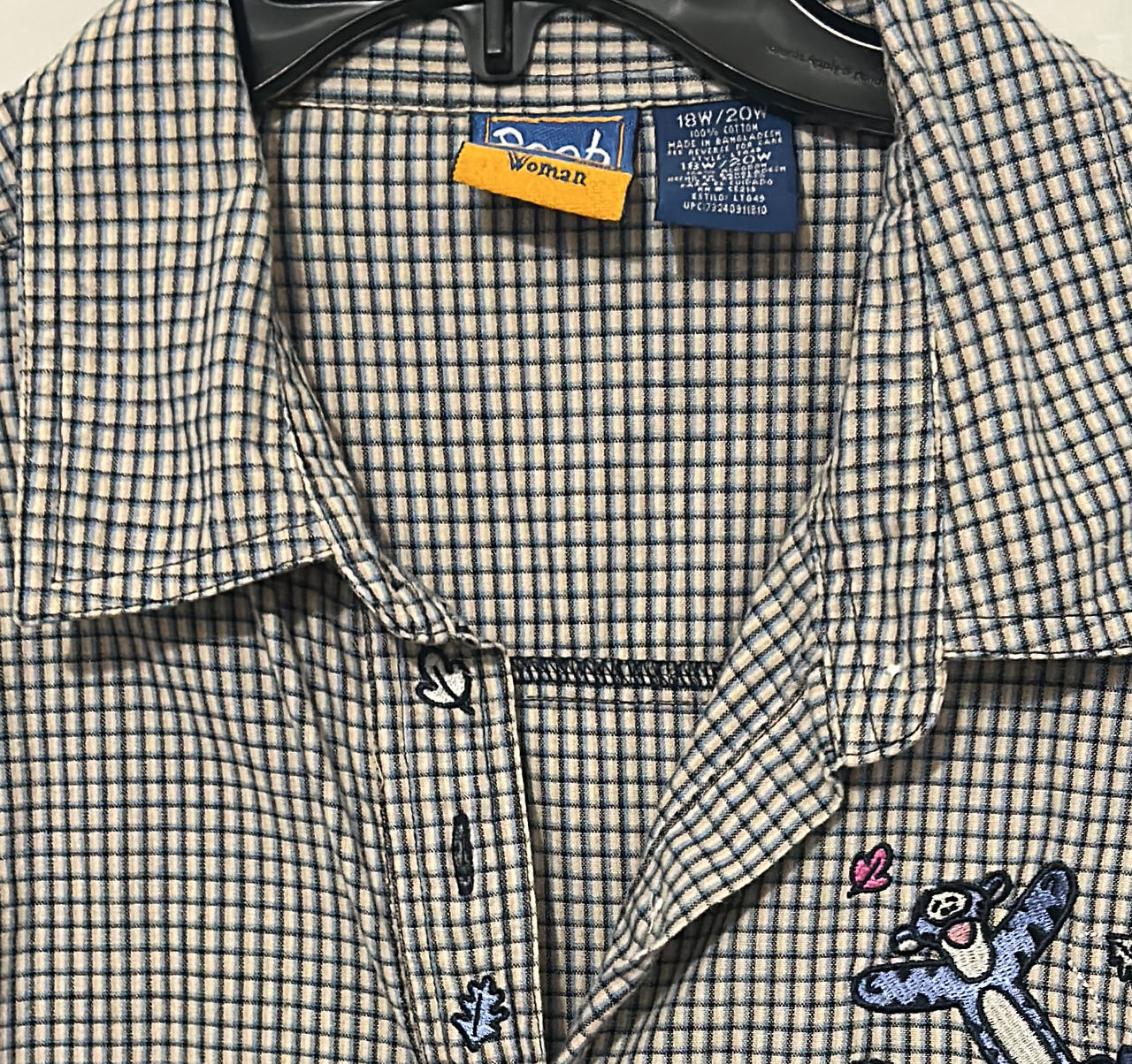 Pooh Woman Tigger Embroidered Gingham Shirt