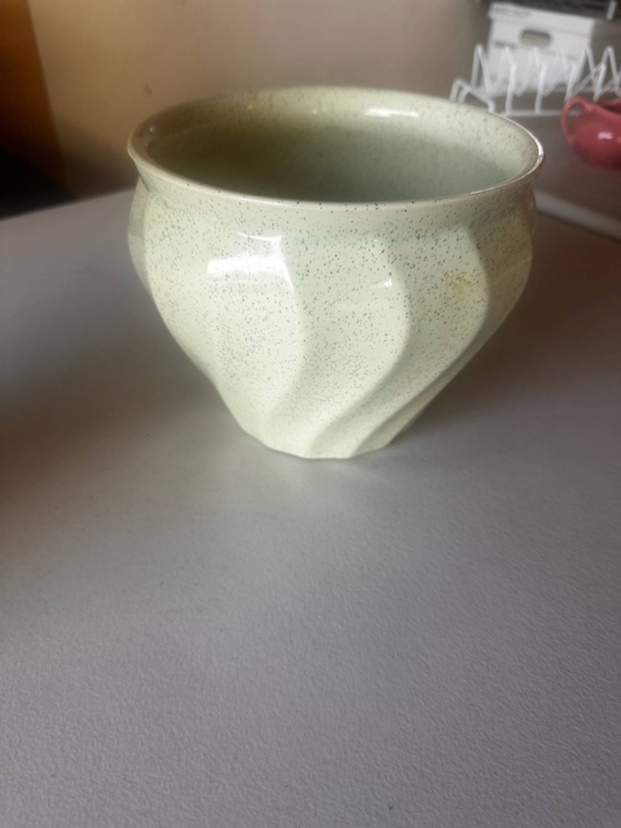 Bauer Ceramic Mid-Century Speckle Glazed Mint Planter