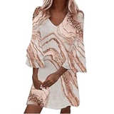 Marble Print Bell Sleeve Mini Dress - Image 1
