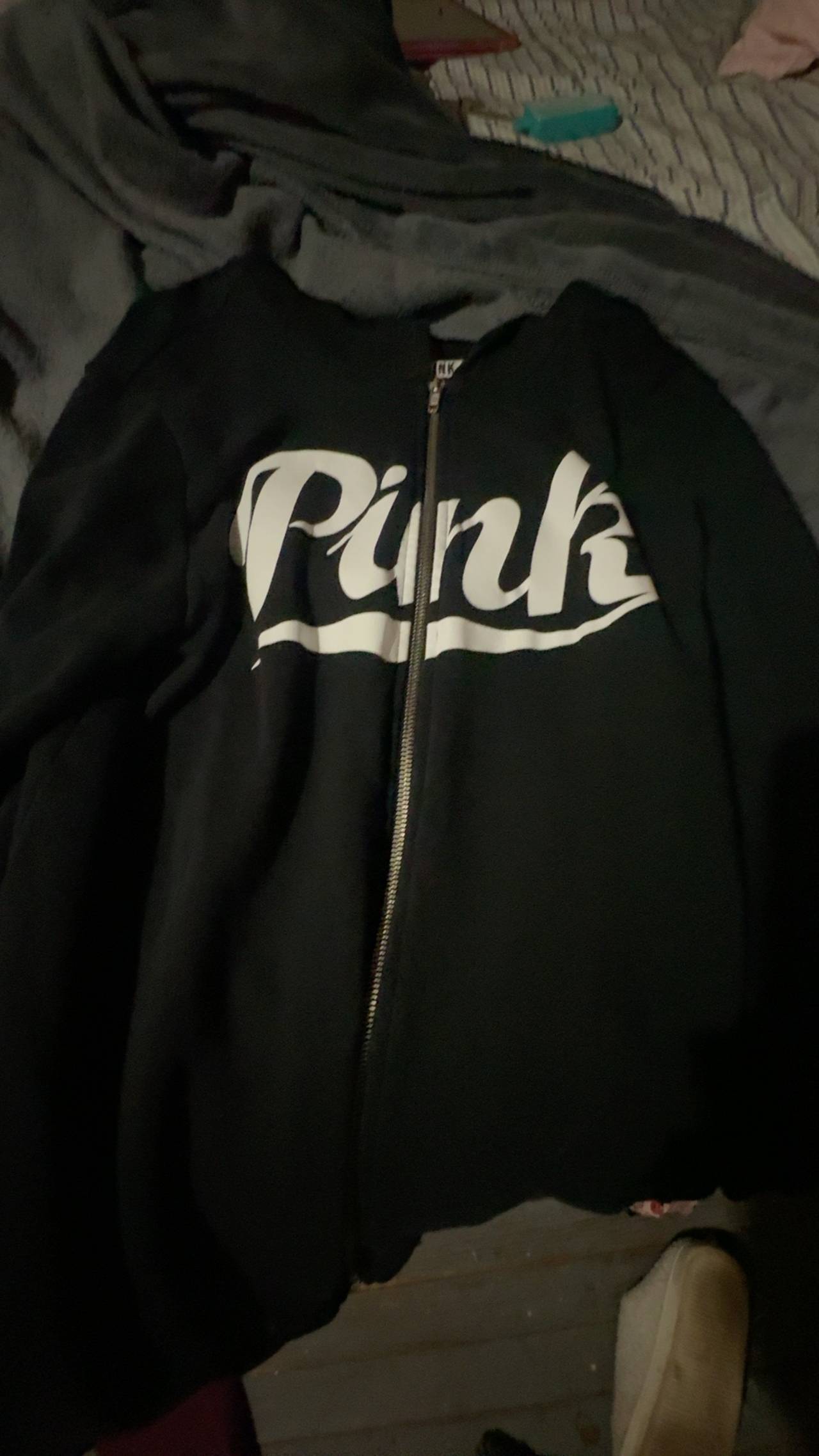 Victoria's Secret Pink Black Zip Up Hoodie