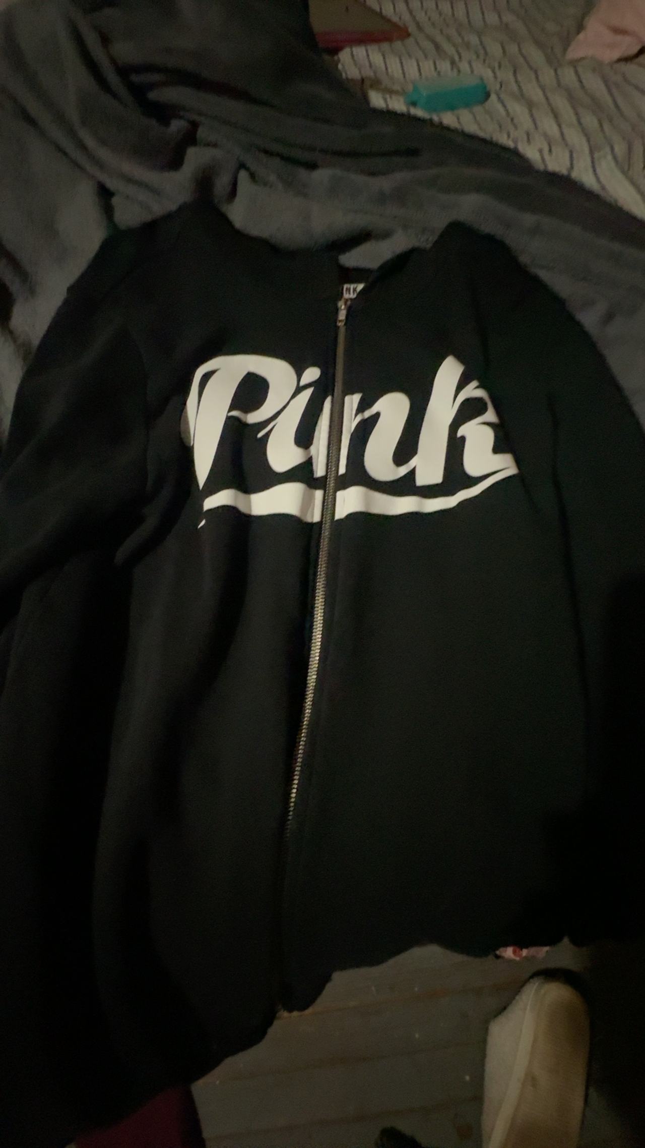 Victoria's Secret Pink Black Zip Up Hoodie