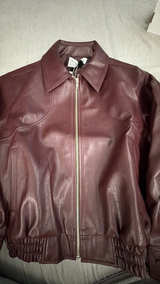 Ennio Faux-Leather Bomber Jacket Mahogany - Image 2