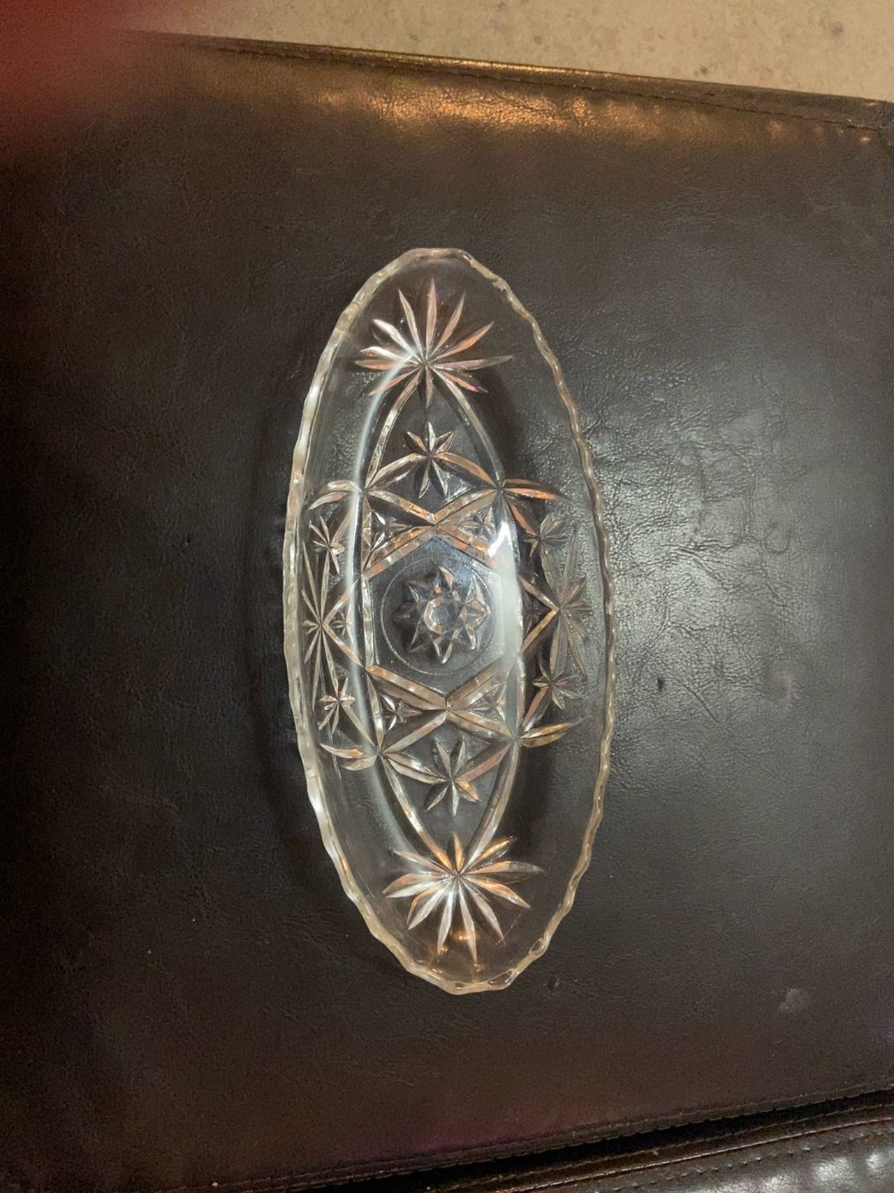 Anchor Hocking Prescut Star of David Oval Clear Relish Dish