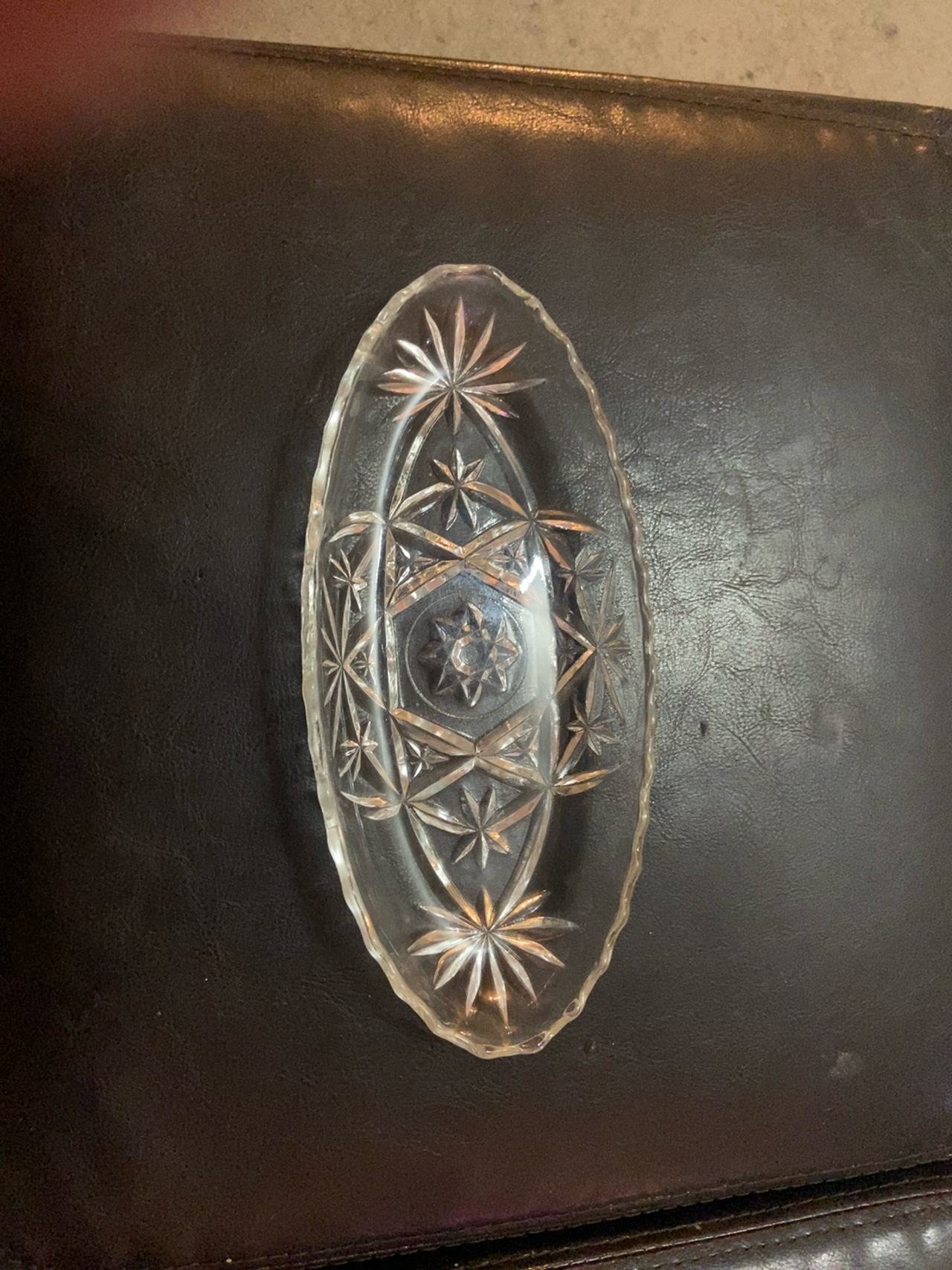 Anchor Hocking Prescut Star of David Oval Clear Relish Dish