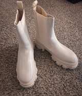 Pretty Little Thing White Chunky Platform Chelsea Ankle Boots - Image 1