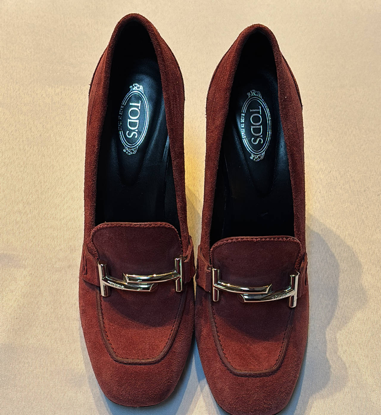 Tod's T Timeless Suede Heeled Loafers