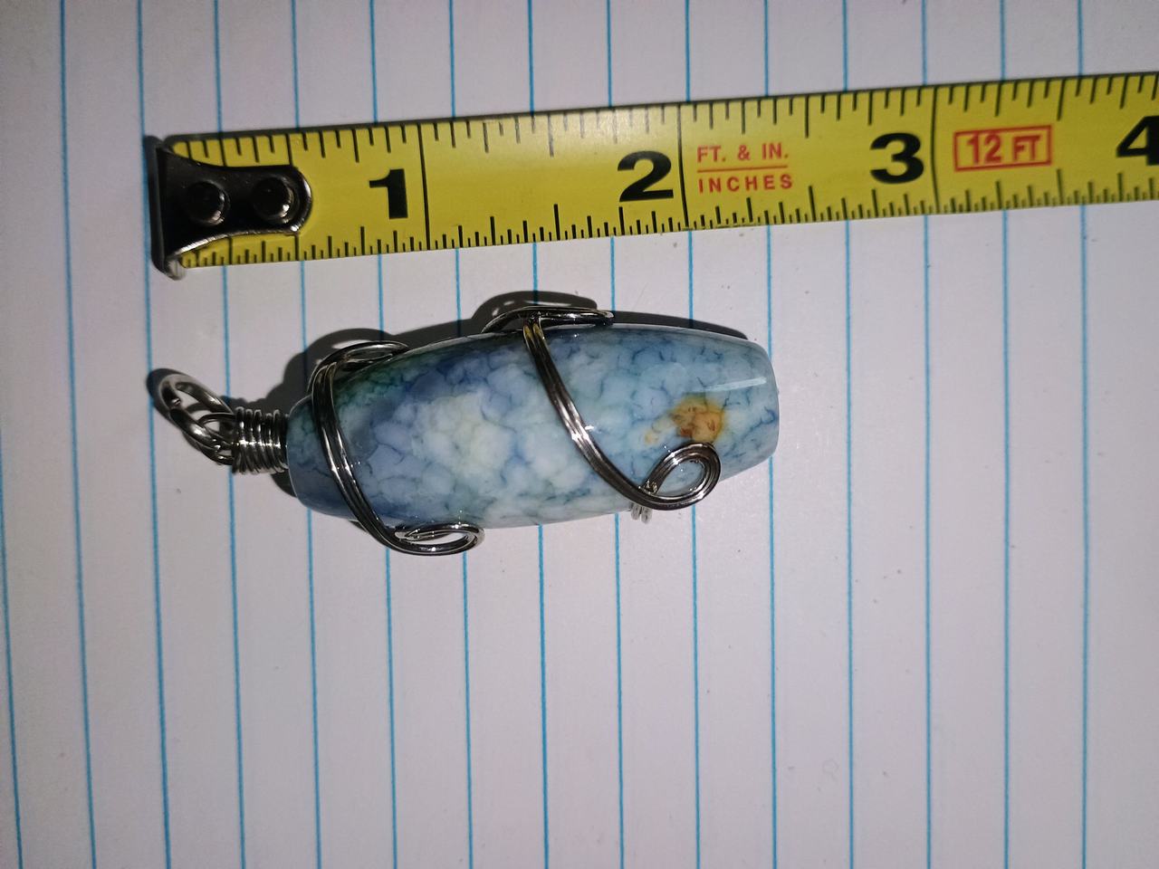 Blue Agate Wire Wrapped Pendant