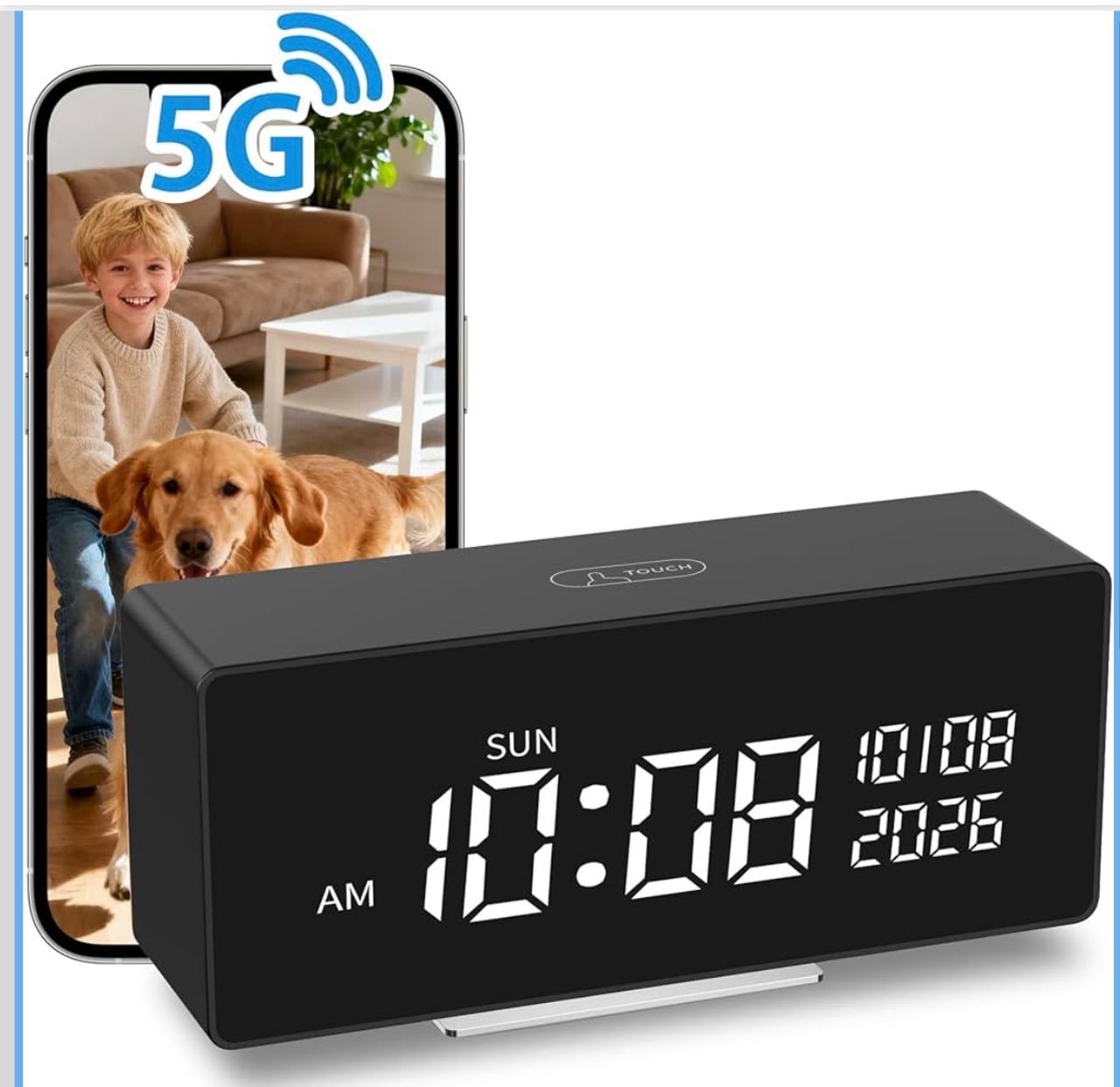 5G WiFi Hidden Camera Alarm Clock
