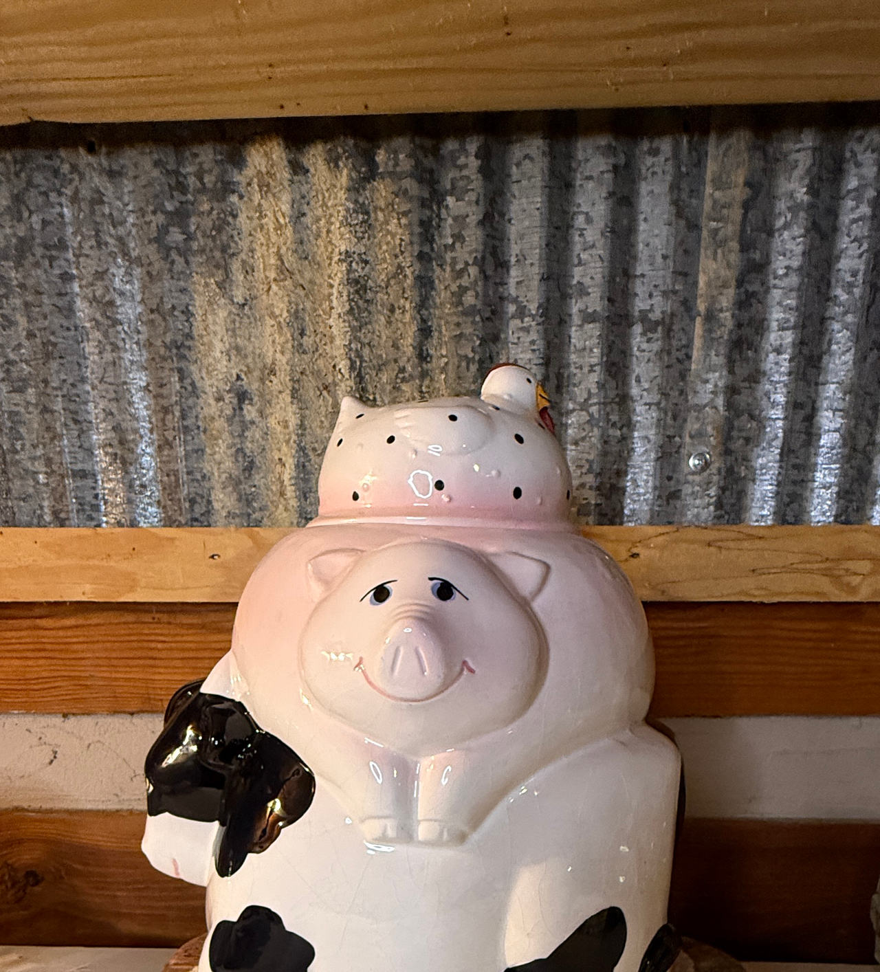 Vintage 1991 Stacked Farm Animal Ceramic Cookie Jar