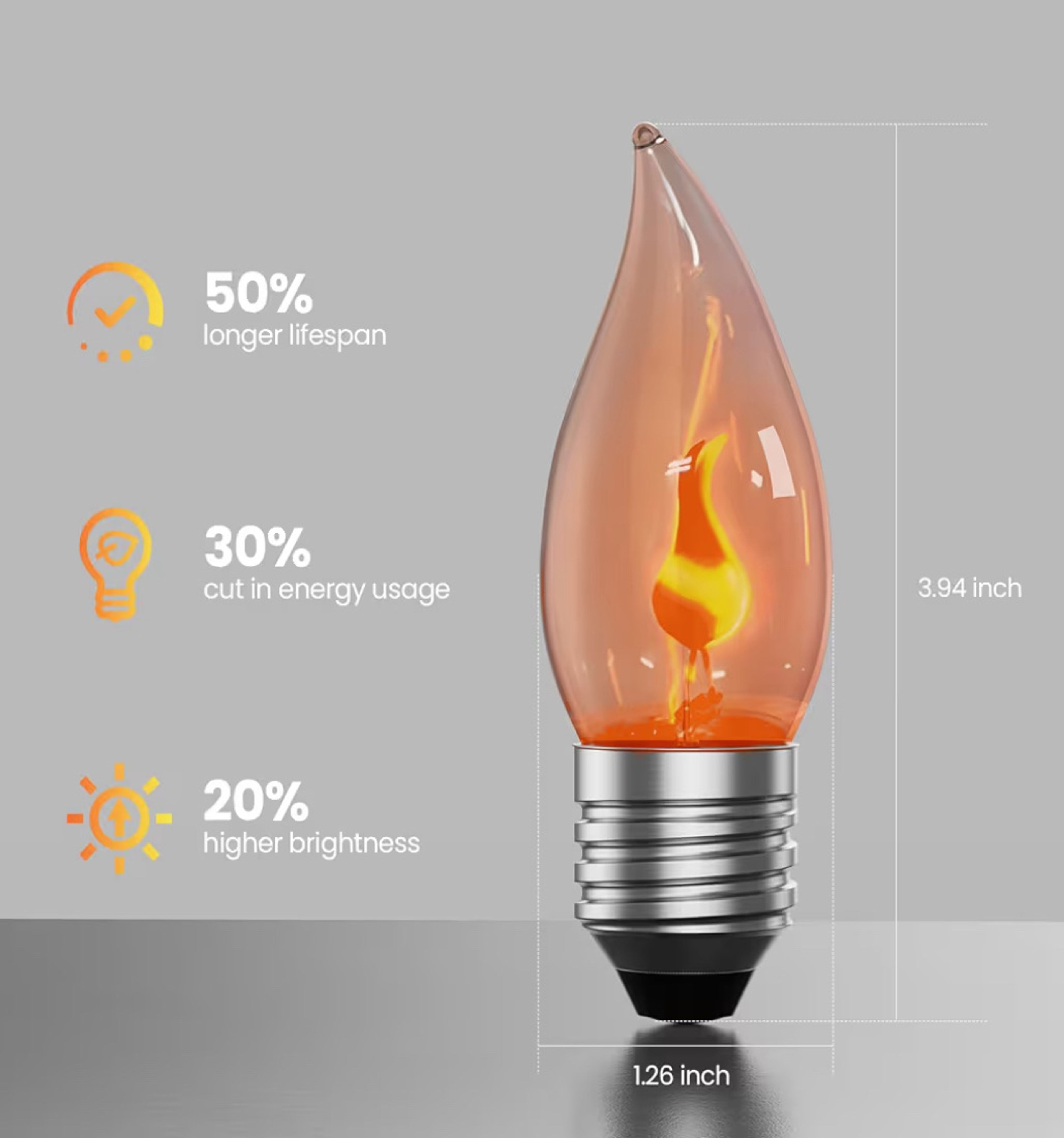 HOMPAVO Christmas Decorations, E26 Upgraded Flame Light Bulbs, Flickering Fire - Image 3