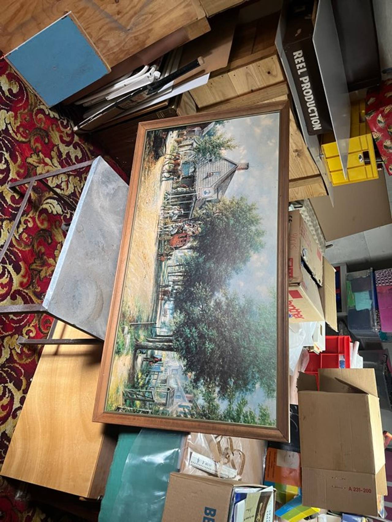 Framed Vintage Village Scene Print