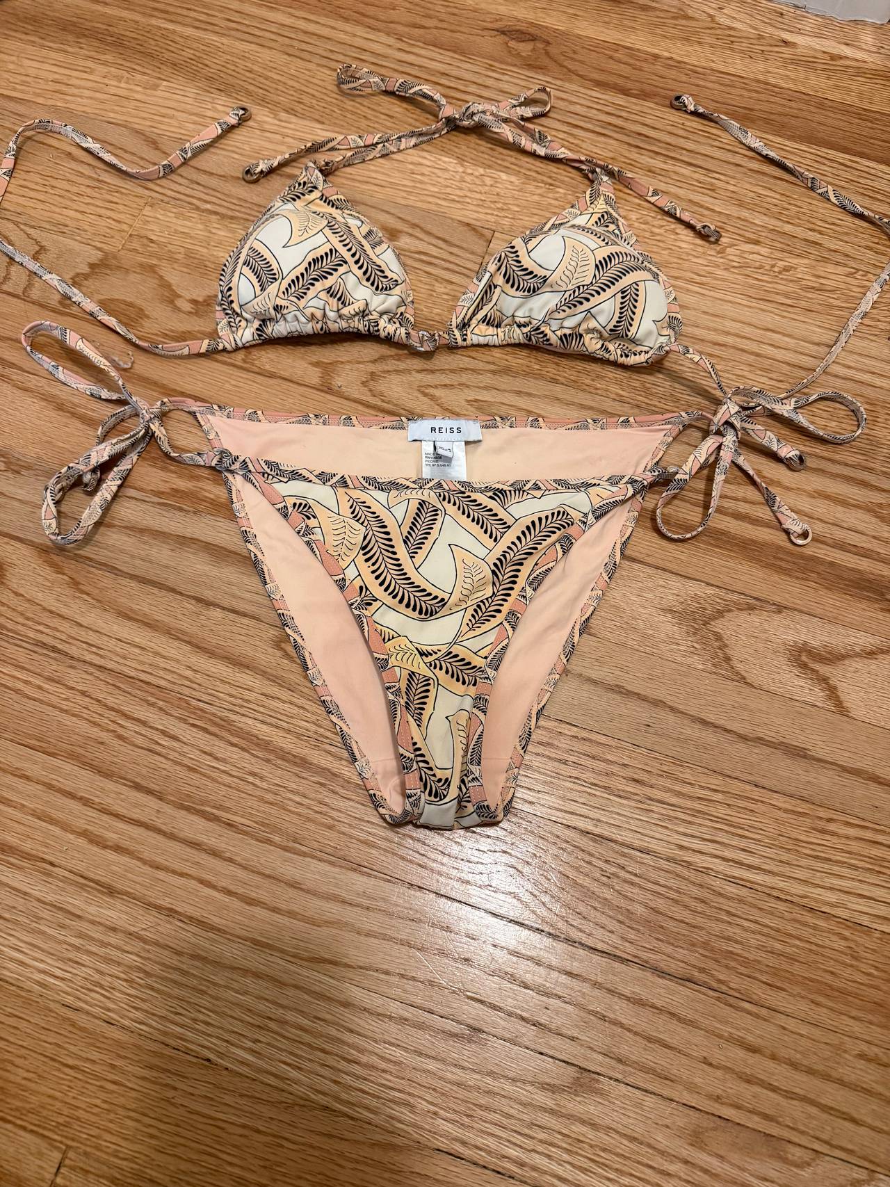 Reiss Leaf Print Triangle Bikini Set