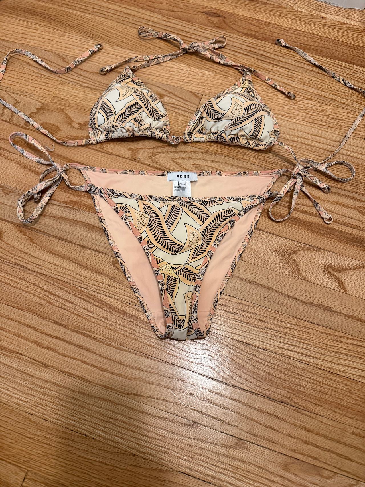 Reiss Leaf Print Triangle Bikini Set