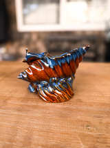 Vintage Nautical Drip Glaze Shell Dolphin Planter - Image 4