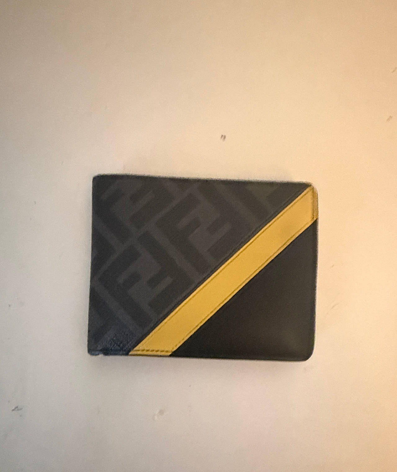 Fendi FF Zucca Bifold Wallet with Yellow Stripe