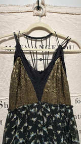 Anthropologie Ranna Gill Lakshmi Maxi Dress Black Floral Gold - Image 2