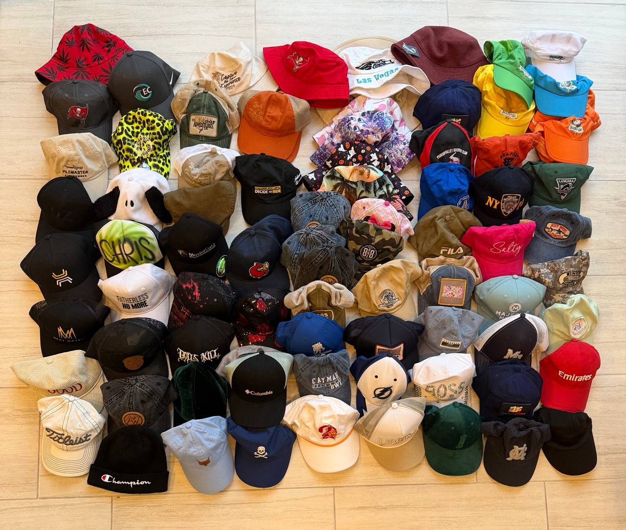 Bulk Lot of 85 Assorted Baseball Caps and Hats